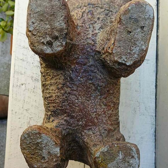 Vintage Scotty Terrier Solid Concrete Cement Stone w/Inlaid Stone Saddle - Picture 13 of 14